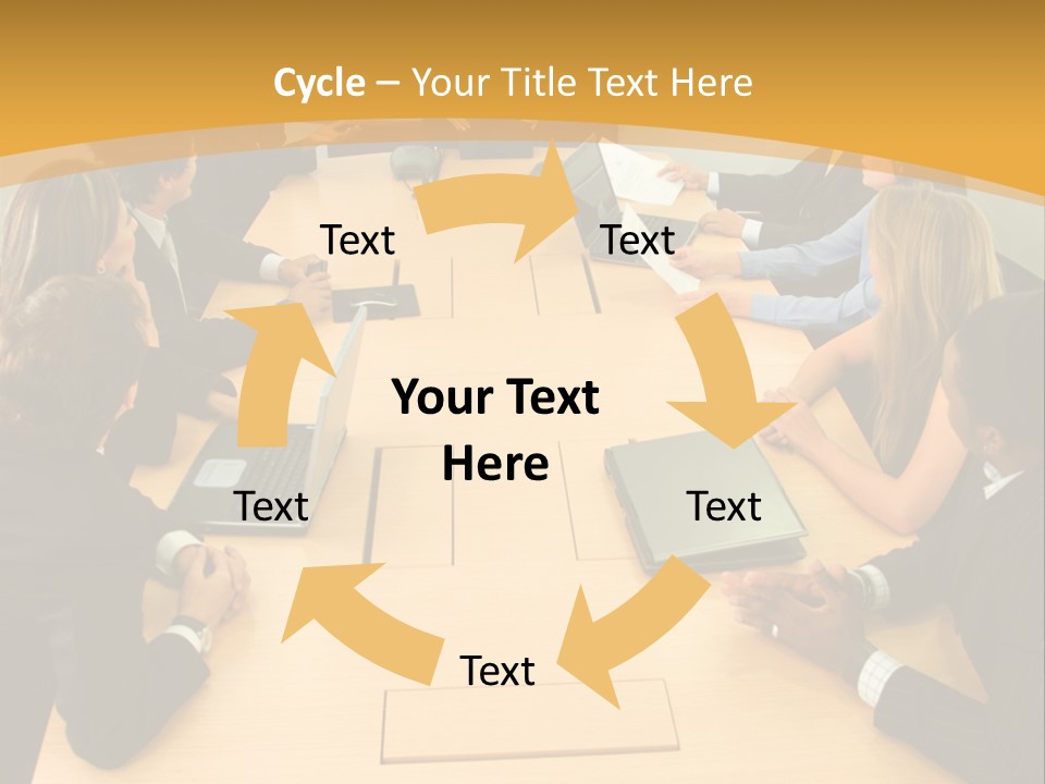 Businesspeople In A Business Meeting In An Office Smiling PowerPoint Template