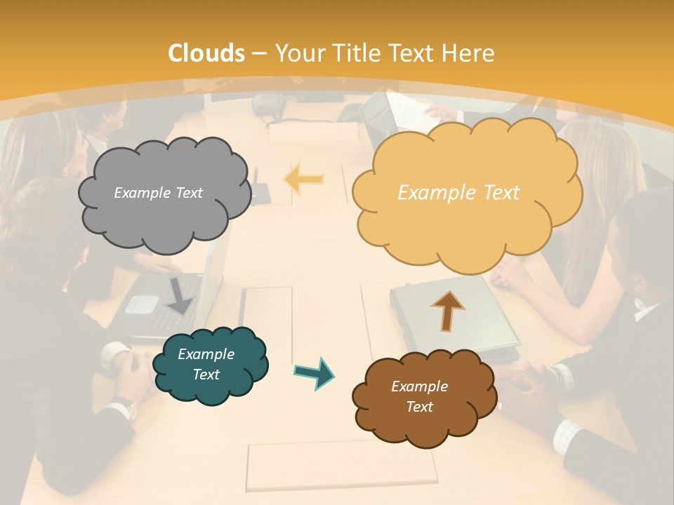 Businesspeople In A Business Meeting In An Office Smiling PowerPoint Template