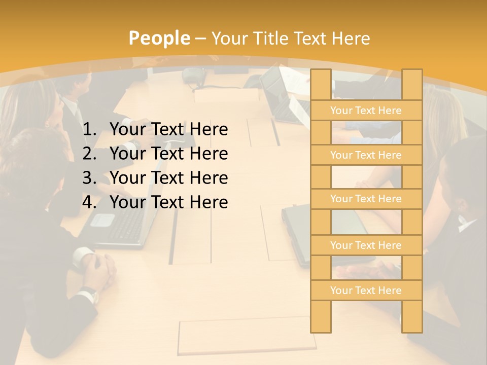 Businesspeople In A Business Meeting In An Office Smiling PowerPoint Template