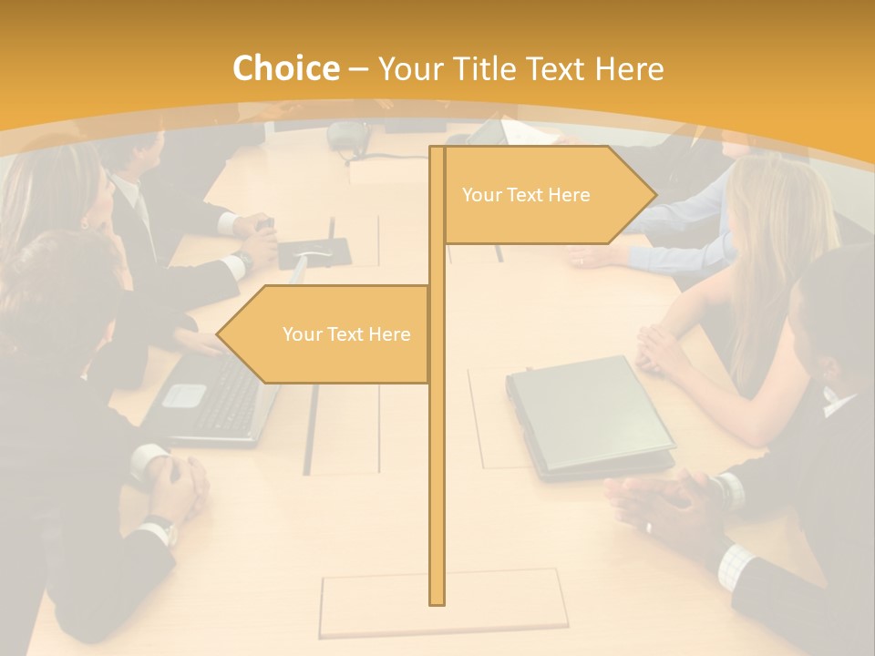 Businesspeople In A Business Meeting In An Office Smiling PowerPoint Template