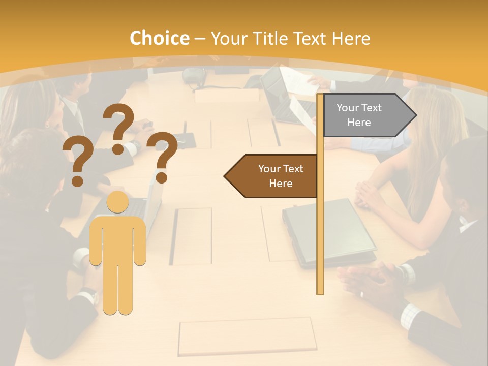 Businesspeople In A Business Meeting In An Office Smiling PowerPoint Template