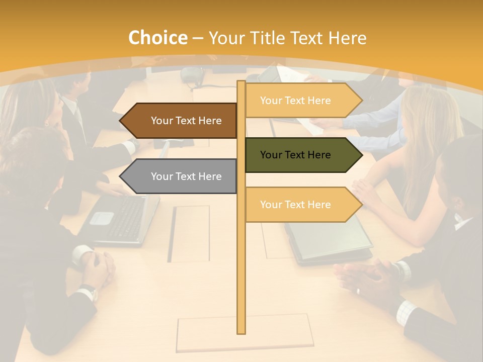 Businesspeople In A Business Meeting In An Office Smiling PowerPoint Template
