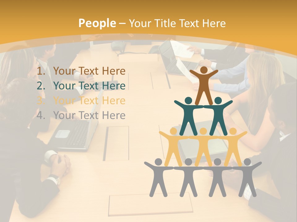 Businesspeople In A Business Meeting In An Office Smiling PowerPoint Template