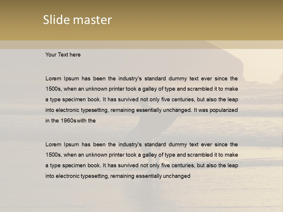 A Surfer Leaves The Surf As The Sun Sets At Polzeath Beach In Cornwall, Uk. PowerPoint Template