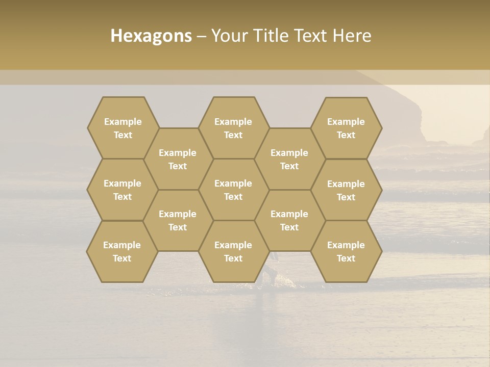 A Surfer Leaves The Surf As The Sun Sets At Polzeath Beach In Cornwall, Uk. PowerPoint Template