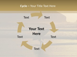 A Surfer Leaves The Surf As The Sun Sets At Polzeath Beach In Cornwall, Uk. PowerPoint Template