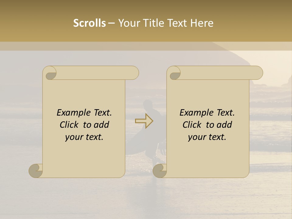A Surfer Leaves The Surf As The Sun Sets At Polzeath Beach In Cornwall, Uk. PowerPoint Template