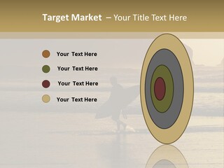 A Surfer Leaves The Surf As The Sun Sets At Polzeath Beach In Cornwall, Uk. PowerPoint Template