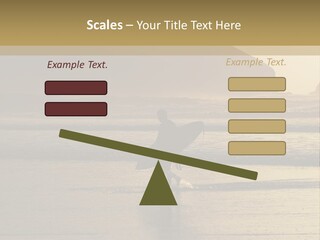 A Surfer Leaves The Surf As The Sun Sets At Polzeath Beach In Cornwall, Uk. PowerPoint Template