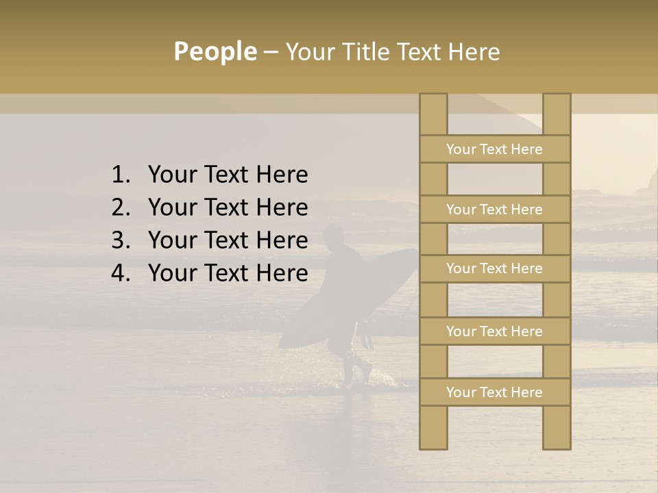 A Surfer Leaves The Surf As The Sun Sets At Polzeath Beach In Cornwall, Uk. PowerPoint Template