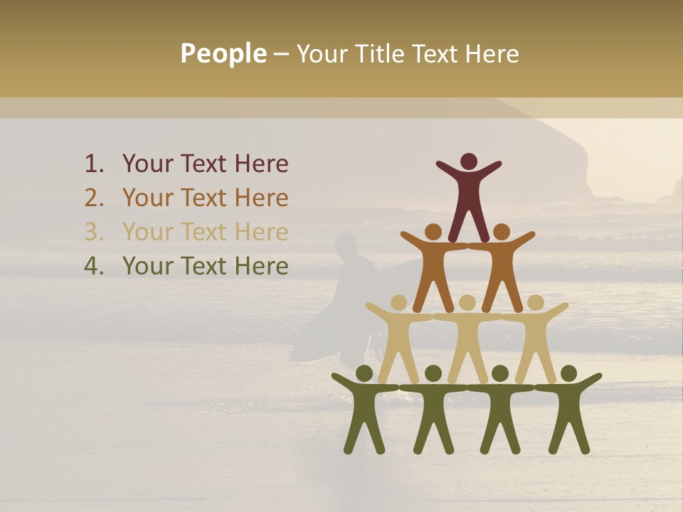 A Surfer Leaves The Surf As The Sun Sets At Polzeath Beach In Cornwall, Uk. PowerPoint Template