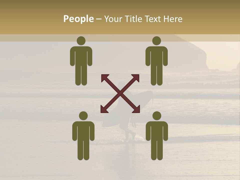 A Surfer Leaves The Surf As The Sun Sets At Polzeath Beach In Cornwall, Uk. PowerPoint Template