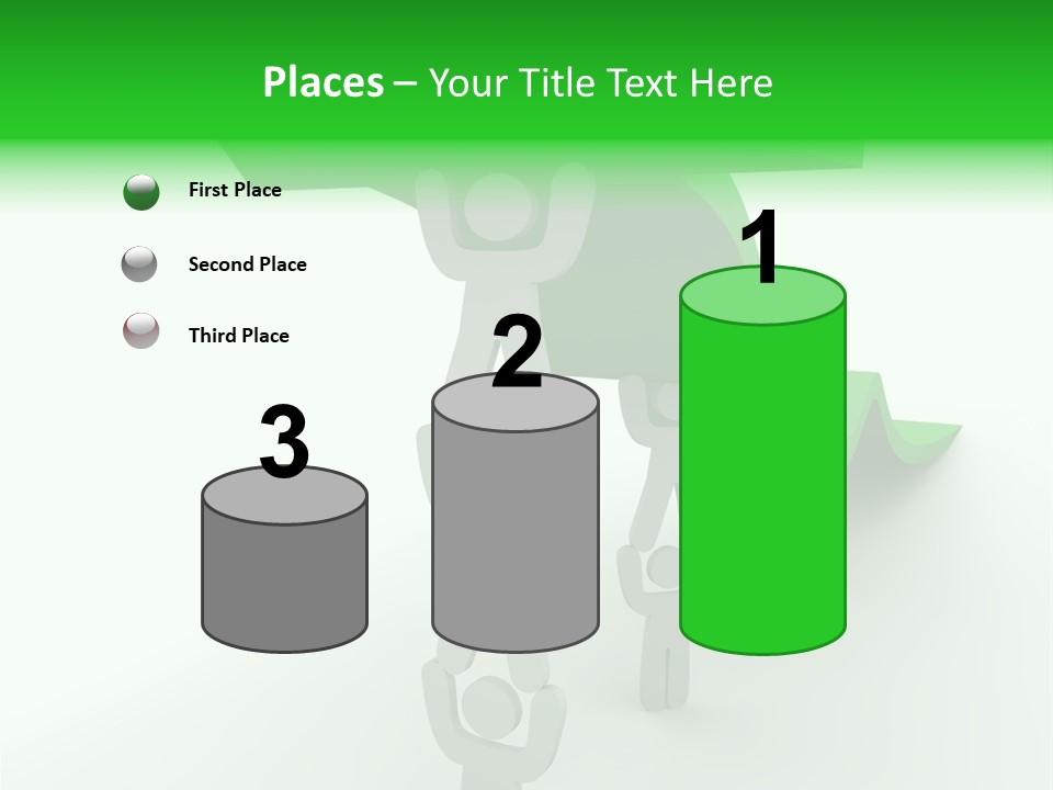 A Group Of People Holding Up A Green Arrow PowerPoint Template