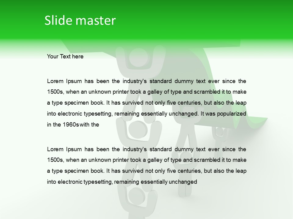 A Group Of People Holding Up A Green Arrow PowerPoint Template