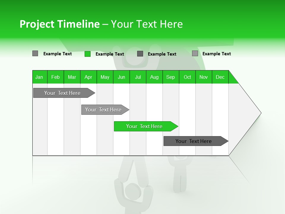 A Group Of People Holding Up A Green Arrow PowerPoint Template