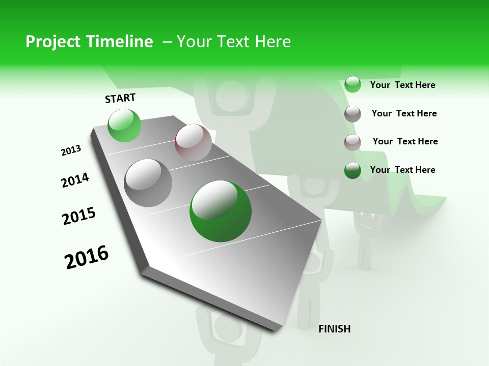 A Group Of People Holding Up A Green Arrow PowerPoint Template