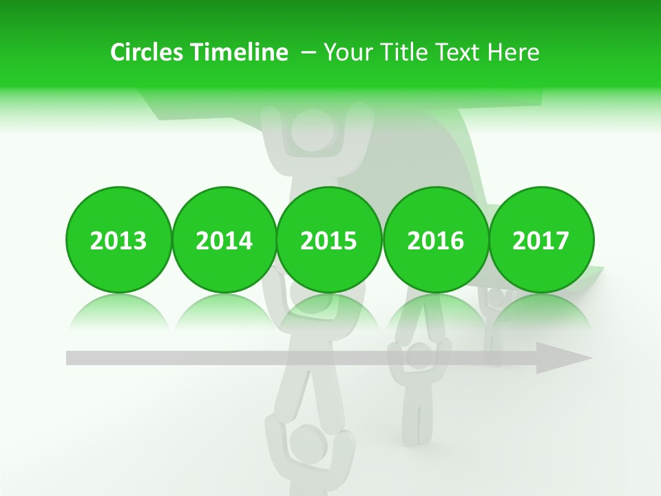 A Group Of People Holding Up A Green Arrow PowerPoint Template