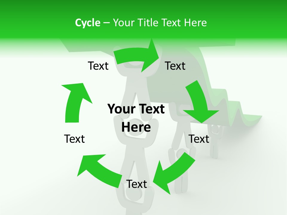 A Group Of People Holding Up A Green Arrow PowerPoint Template