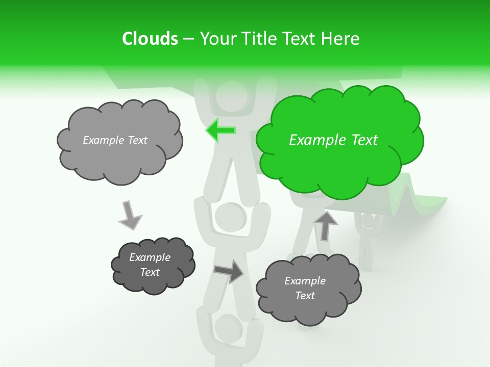 A Group Of People Holding Up A Green Arrow PowerPoint Template