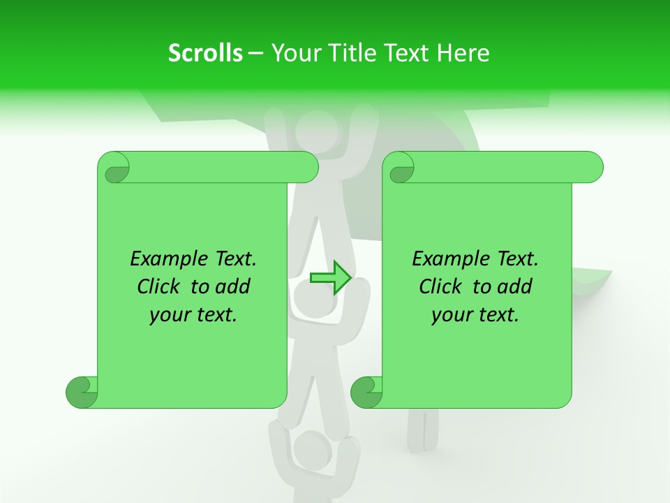 A Group Of People Holding Up A Green Arrow PowerPoint Template