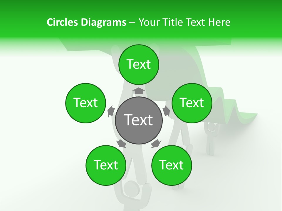 A Group Of People Holding Up A Green Arrow PowerPoint Template