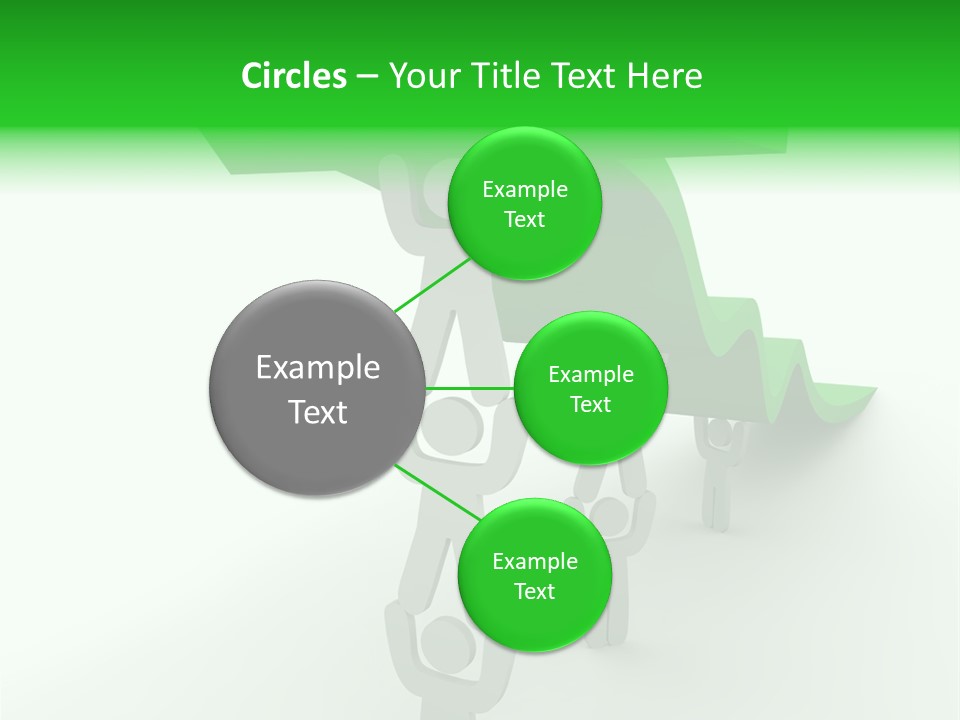 A Group Of People Holding Up A Green Arrow PowerPoint Template