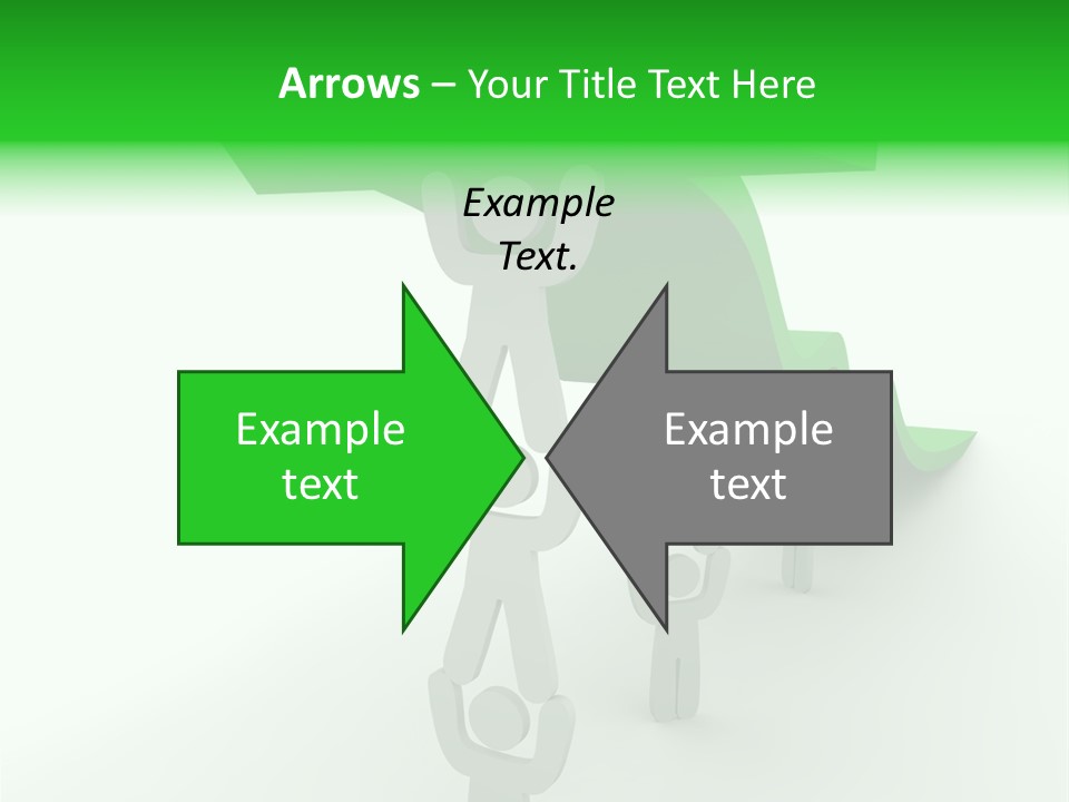 A Group Of People Holding Up A Green Arrow PowerPoint Template