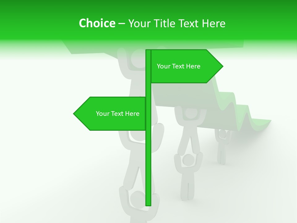 A Group Of People Holding Up A Green Arrow PowerPoint Template