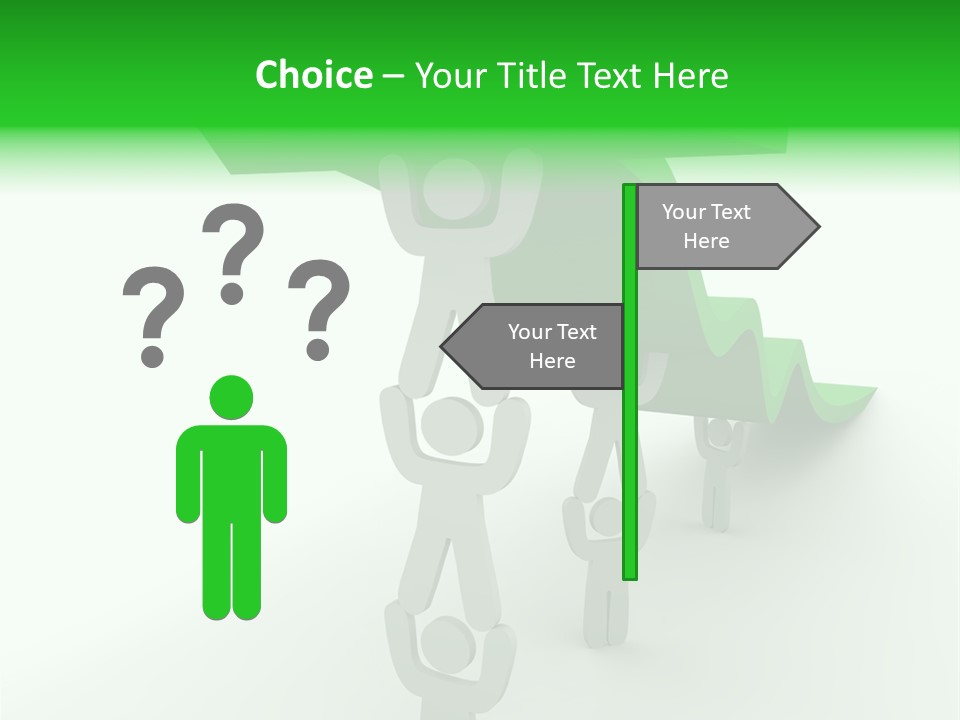 A Group Of People Holding Up A Green Arrow PowerPoint Template