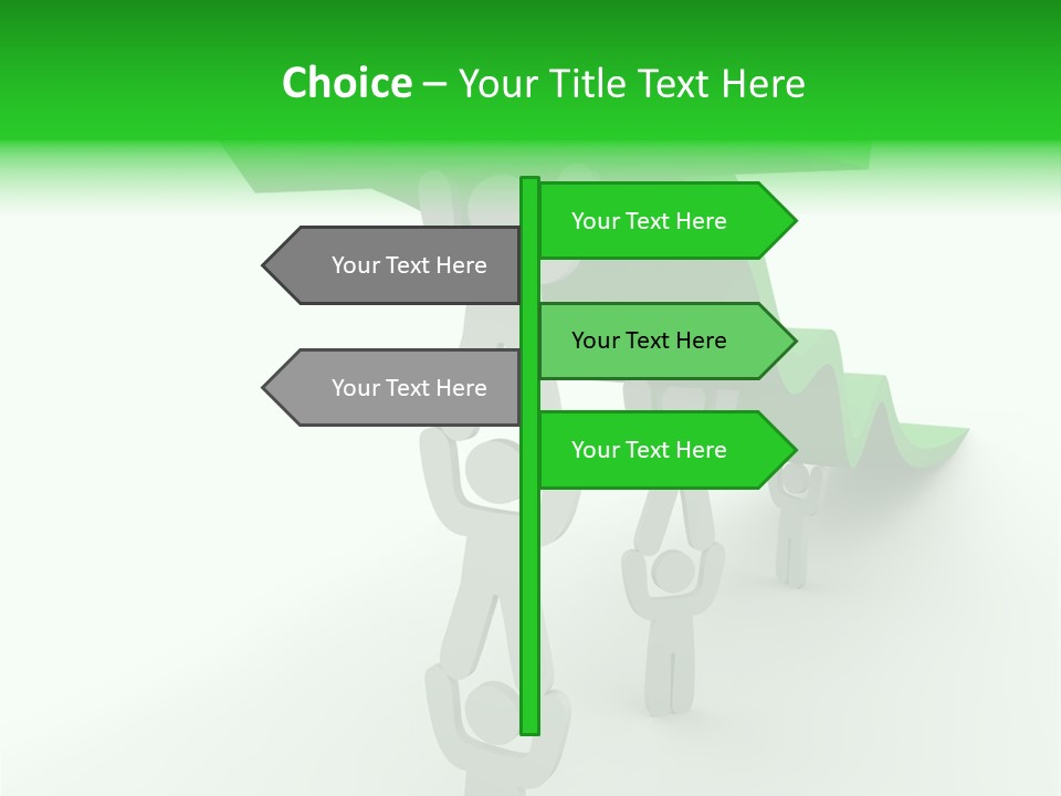 A Group Of People Holding Up A Green Arrow PowerPoint Template