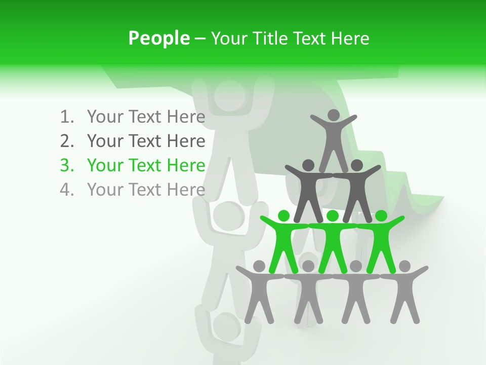 A Group Of People Holding Up A Green Arrow PowerPoint Template