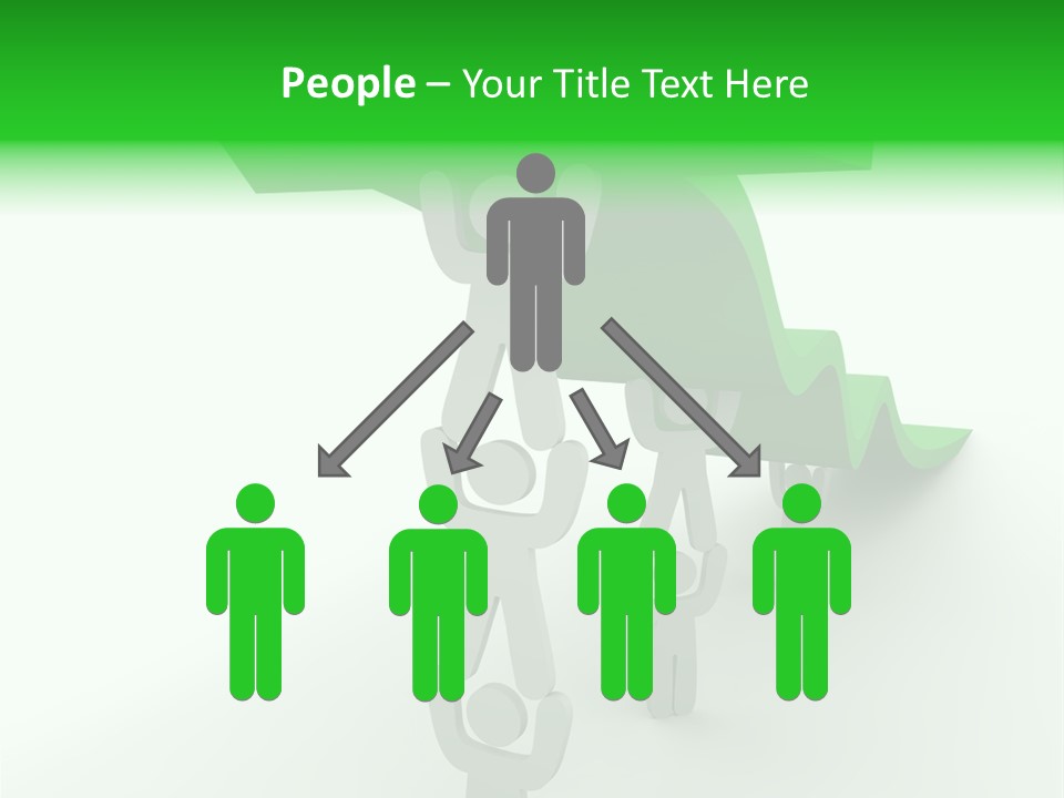 A Group Of People Holding Up A Green Arrow PowerPoint Template