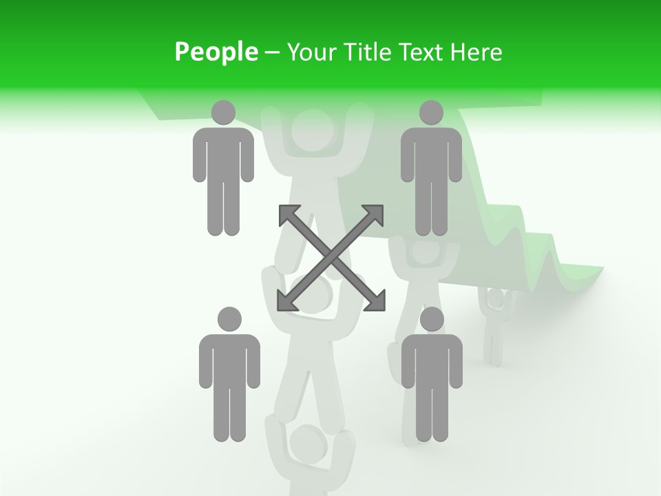 A Group Of People Holding Up A Green Arrow PowerPoint Template