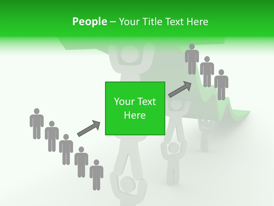 A Group Of People Holding Up A Green Arrow PowerPoint Template