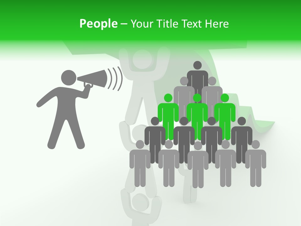 A Group Of People Holding Up A Green Arrow PowerPoint Template