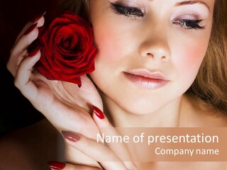 Beauty With Red Rose PowerPoint Template