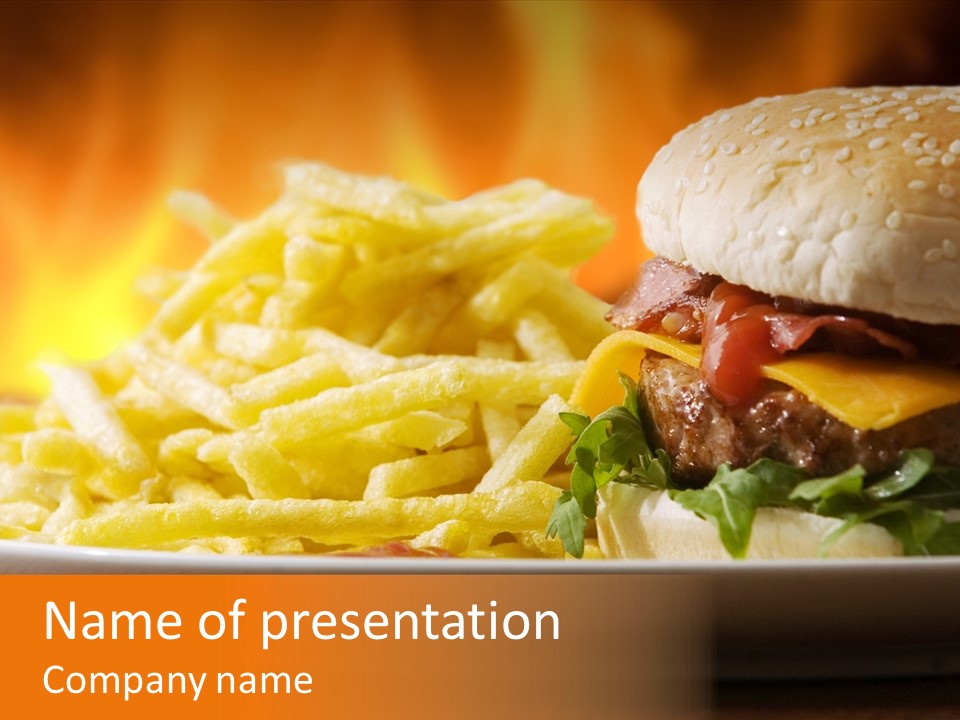 Cheeseburger With Fries PowerPoint Template