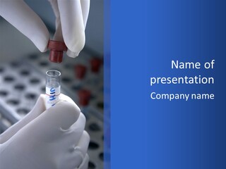 Close Up Of Lab Test Tube And Hand PowerPoint Template