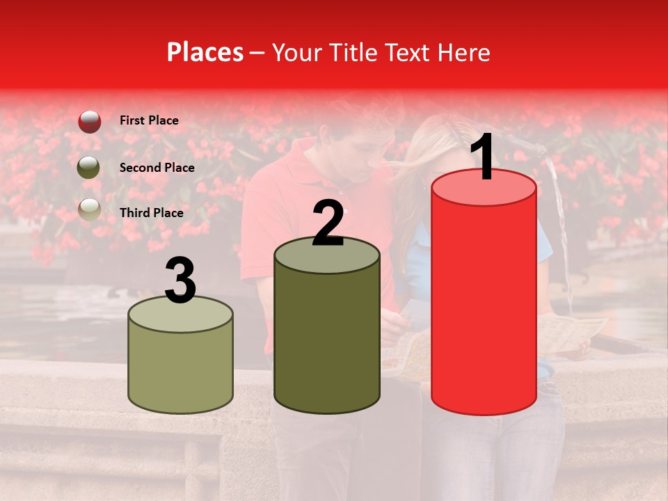 Tourist, A Couple, Are On Sightseeing Tour, With A Map PowerPoint Template