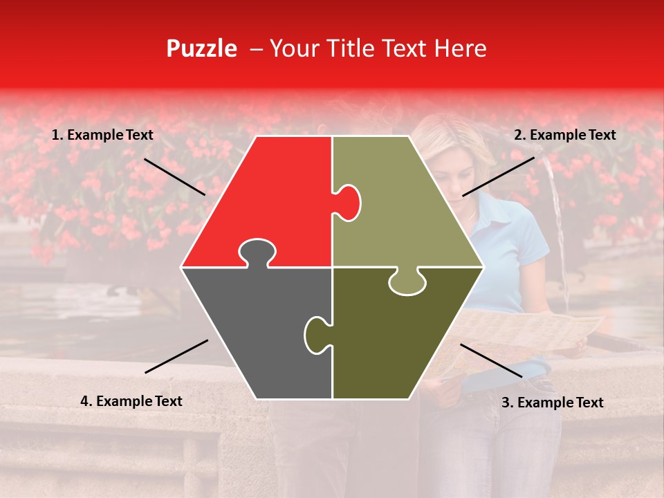 Tourist, A Couple, Are On Sightseeing Tour, With A Map PowerPoint Template