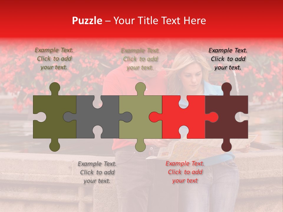 Tourist, A Couple, Are On Sightseeing Tour, With A Map PowerPoint Template