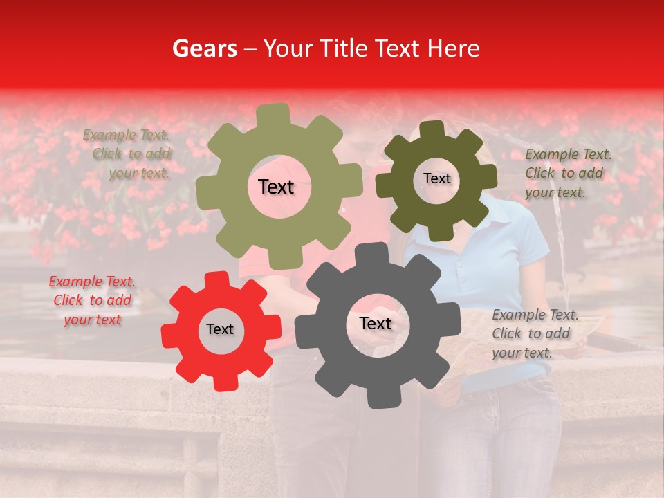 Tourist, A Couple, Are On Sightseeing Tour, With A Map PowerPoint Template