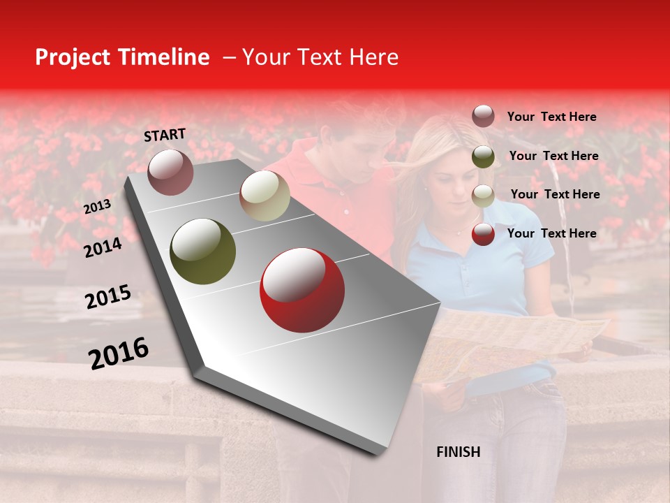 Tourist, A Couple, Are On Sightseeing Tour, With A Map PowerPoint Template