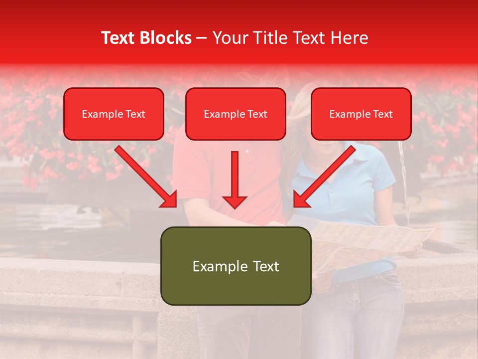 Tourist, A Couple, Are On Sightseeing Tour, With A Map PowerPoint Template