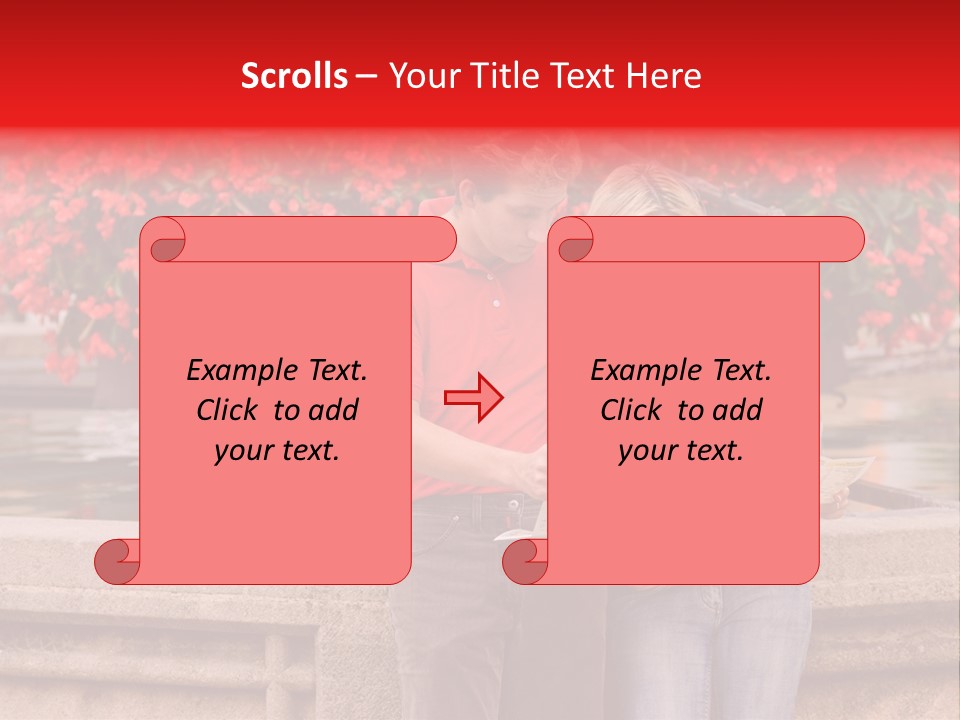 Tourist, A Couple, Are On Sightseeing Tour, With A Map PowerPoint Template