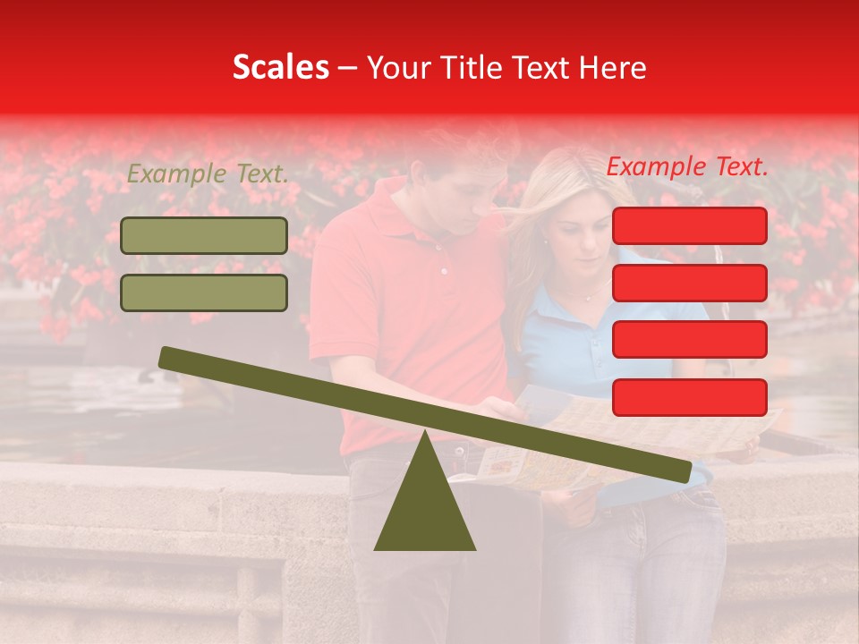 Tourist, A Couple, Are On Sightseeing Tour, With A Map PowerPoint Template