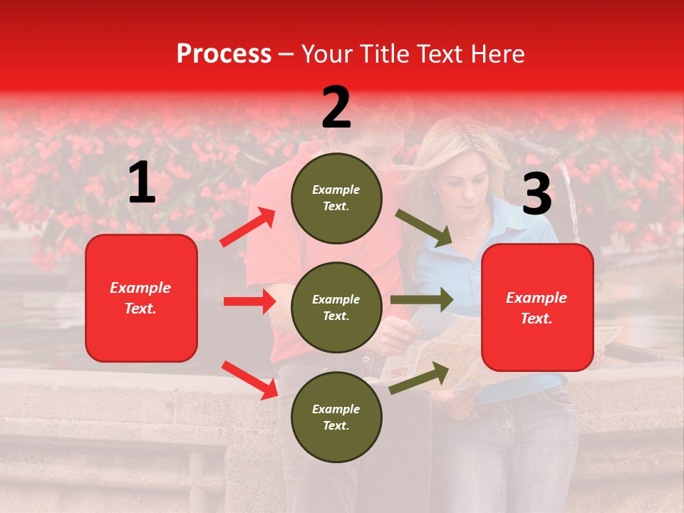 Tourist, A Couple, Are On Sightseeing Tour, With A Map PowerPoint Template