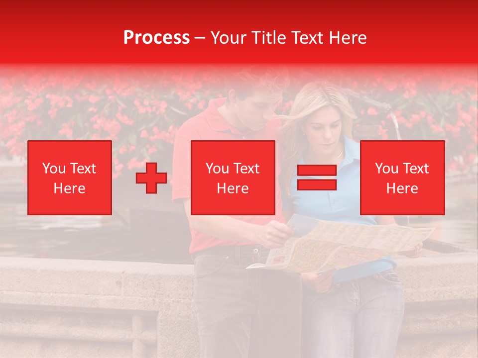 Tourist, A Couple, Are On Sightseeing Tour, With A Map PowerPoint Template