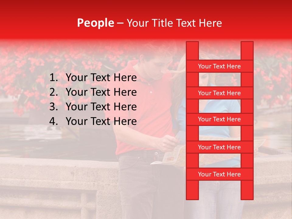 Tourist, A Couple, Are On Sightseeing Tour, With A Map PowerPoint Template