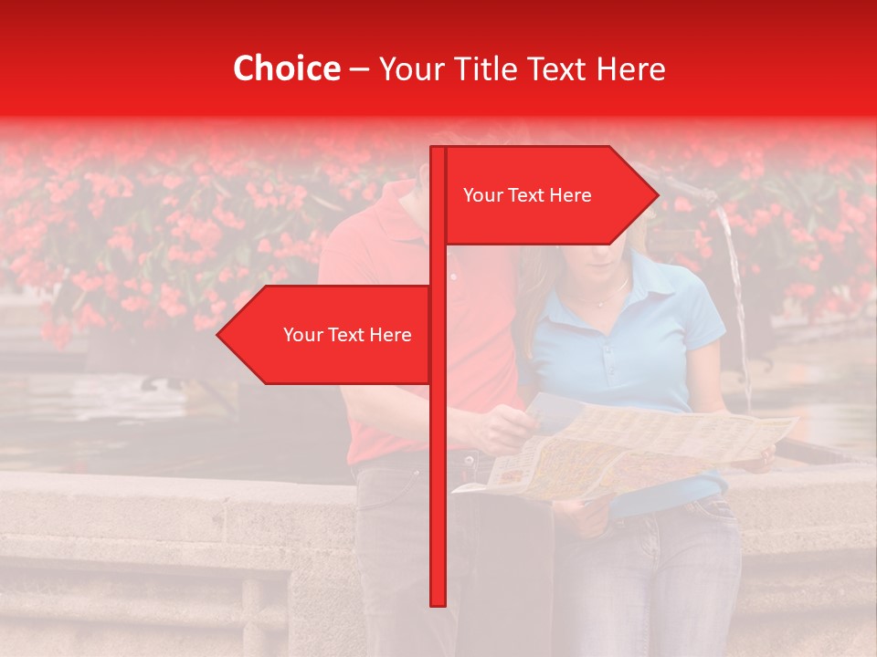 Tourist, A Couple, Are On Sightseeing Tour, With A Map PowerPoint Template